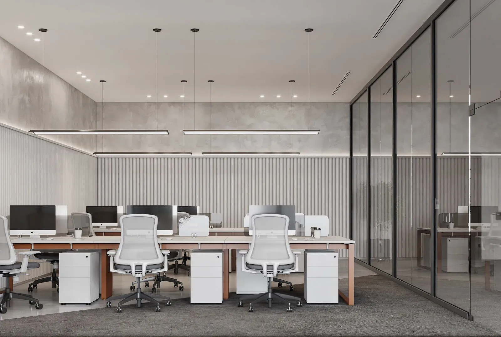 Contemporary shared office with glazed partitions